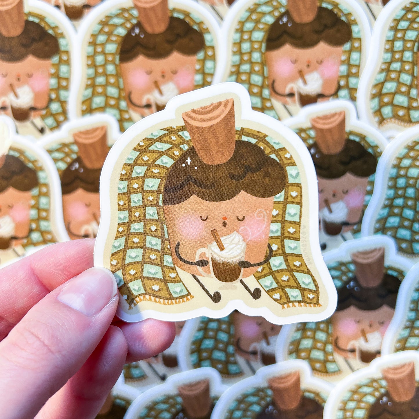 Cozy Blanket Hot Chocolate Acorn Sticker
