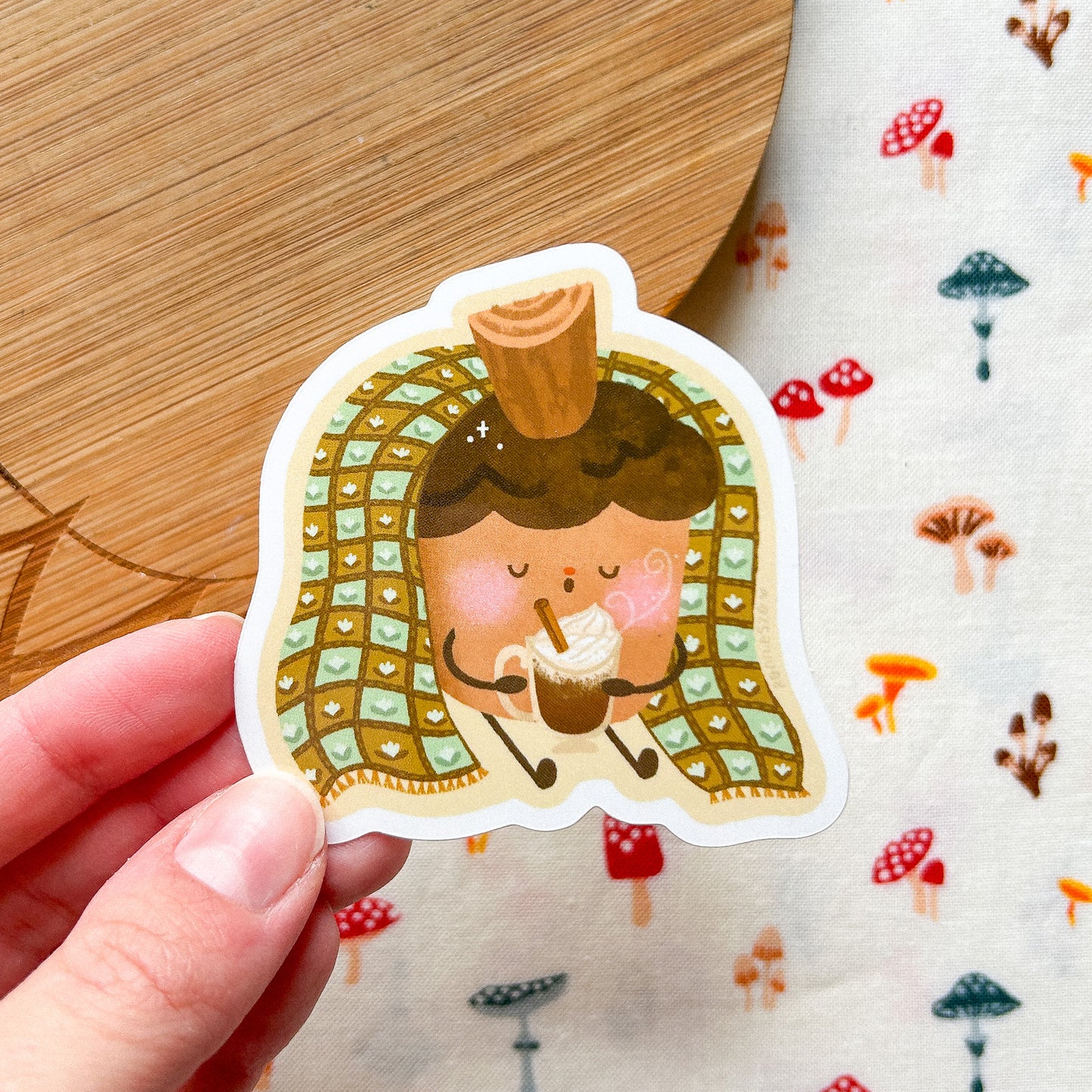 Cozy Blanket Hot Chocolate Acorn Sticker