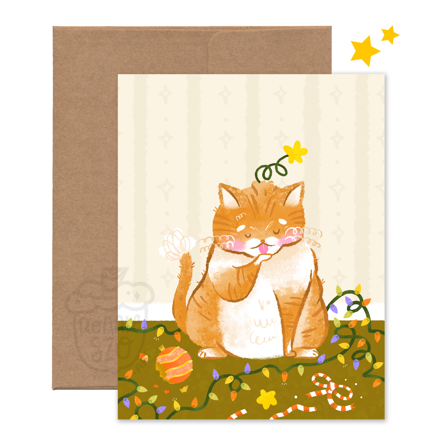 Chaos Holiday Cat Greeting Card