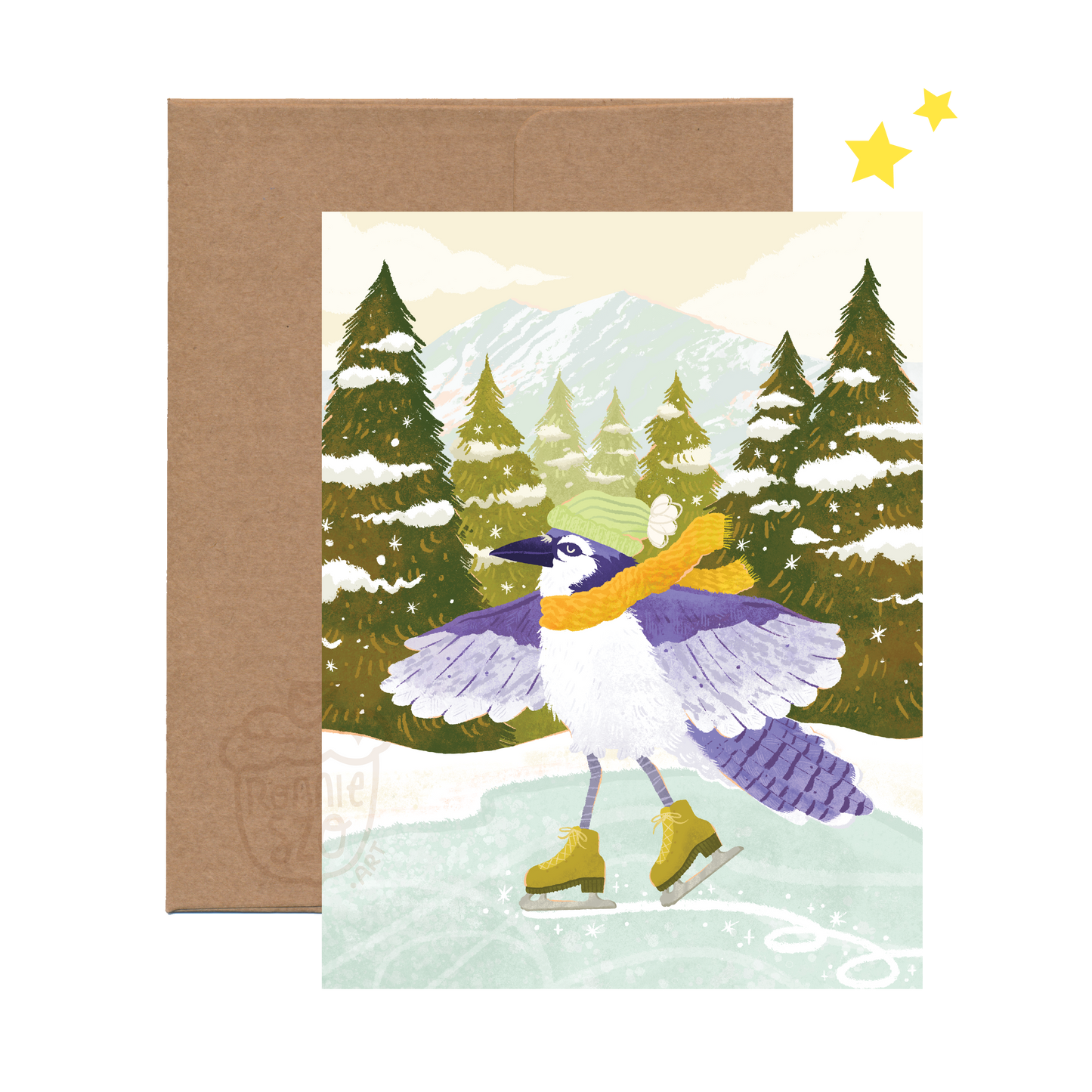Ice Skating Bluejay Greeting Card