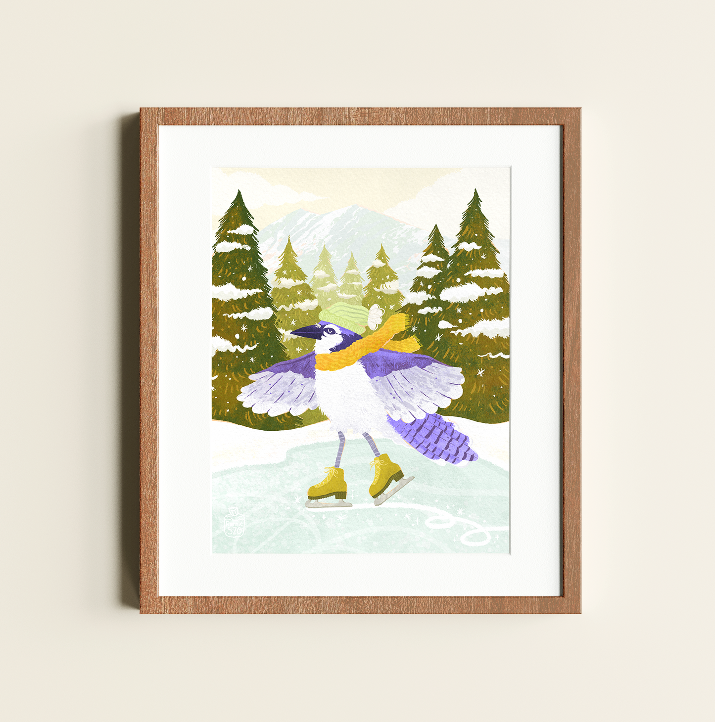 Skating Winter Bluejay Print