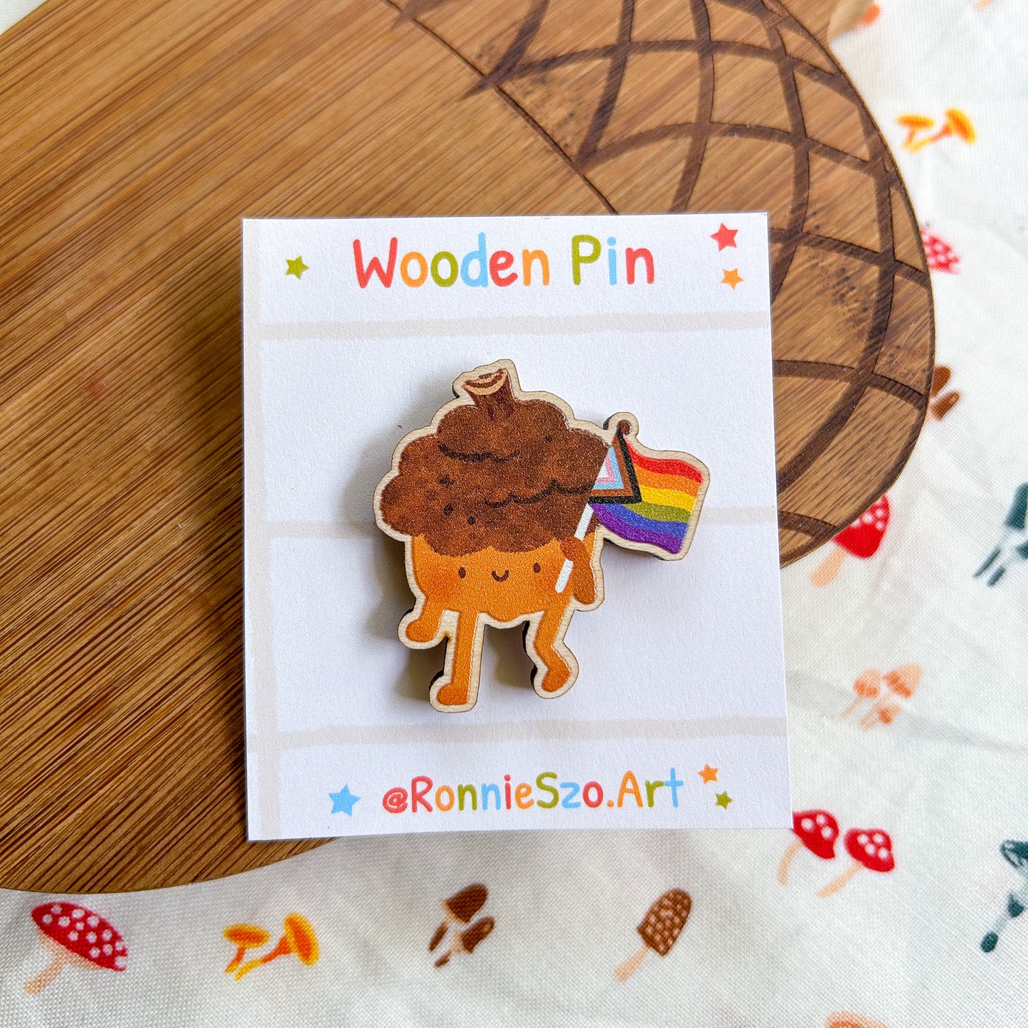 Acorn Pride Flag Wood Pin