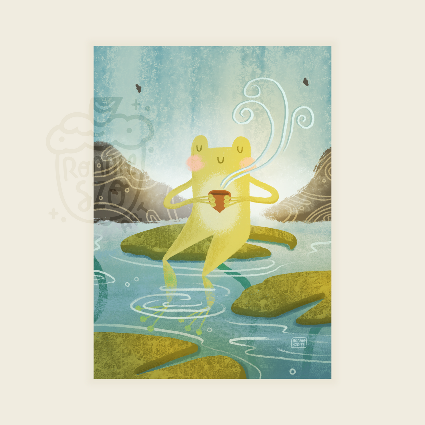 Waterfall Frog Print
