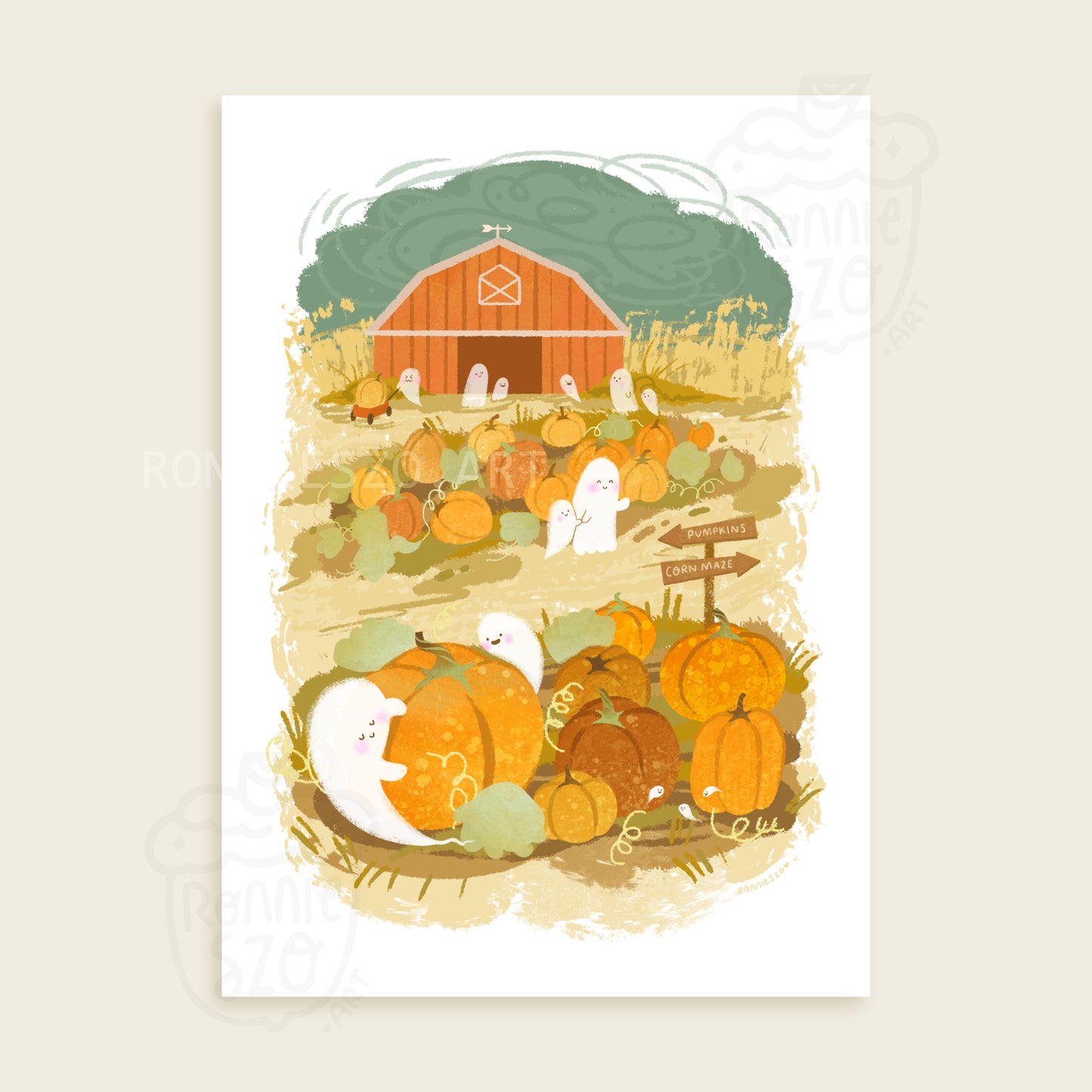 Ghost Pumpkin Patch - Art Print