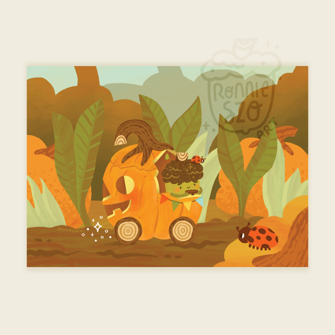 Pumpkin Acorn Car Print