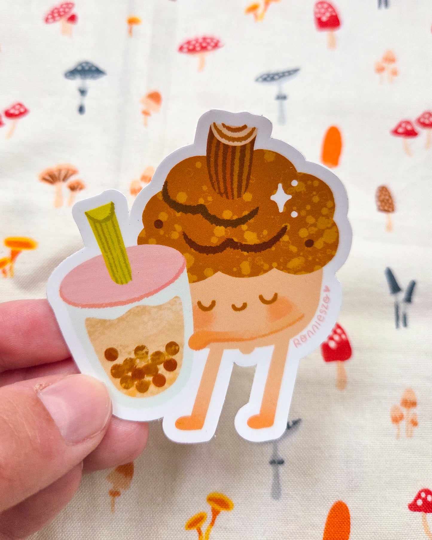 Cozy Bubble Tea Acorn Sticker