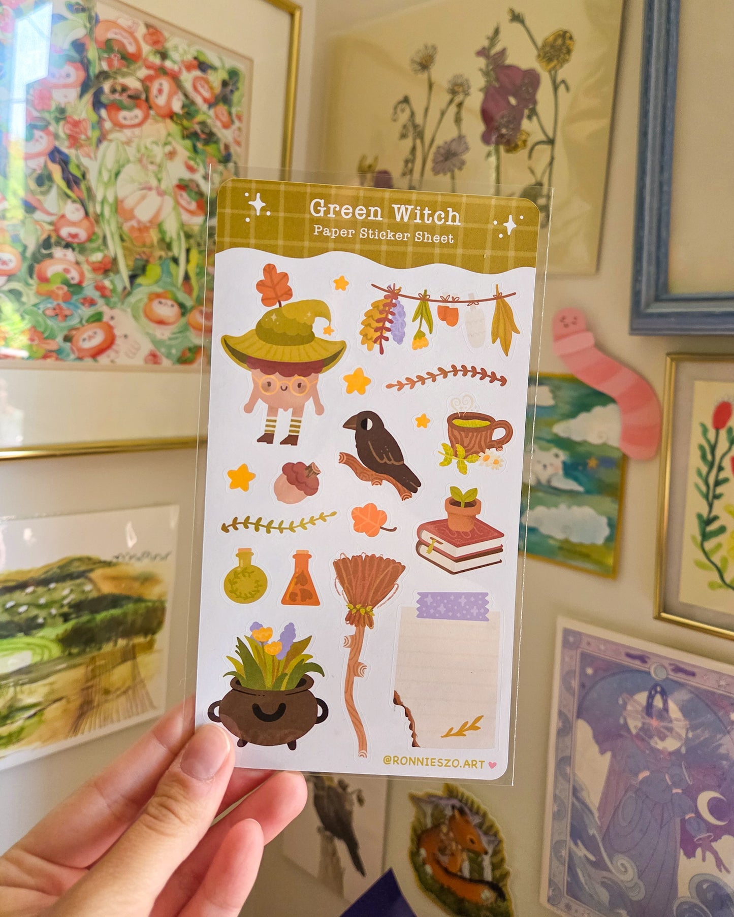 Acorn Green Witch Sticker Sheet