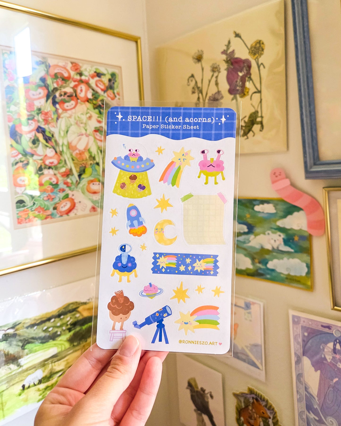 Space (and acorns!) Sticker Sheet