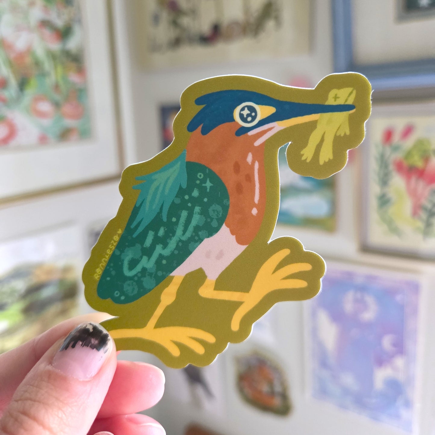 Green Heron Vinyl Sticker