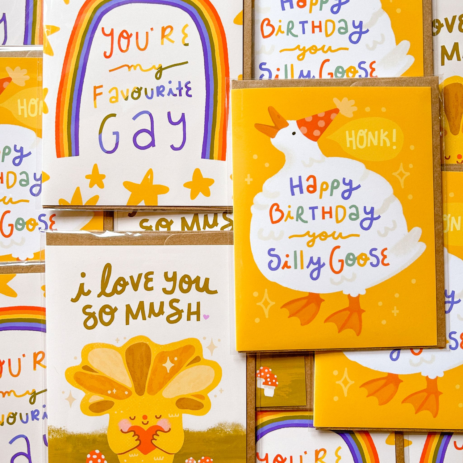 Photo of colourful greeting cards handmade in Ontario