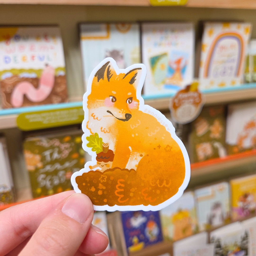 Fox & Acorn Sticker