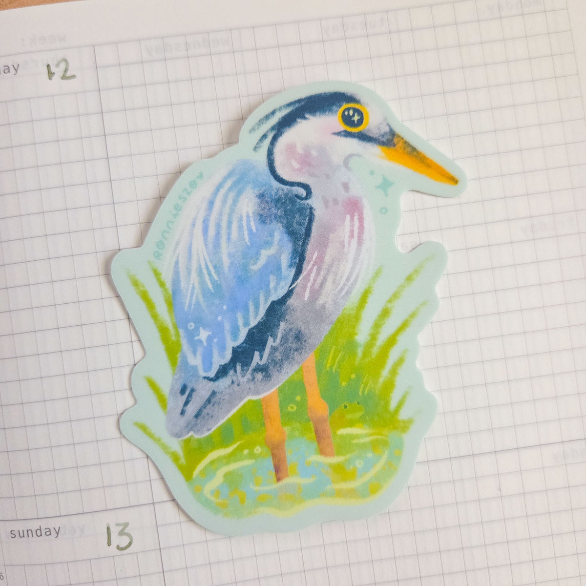 Blue Heron Vinyl Sticker
