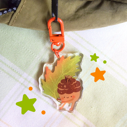 Acorn Fall Leaf Keychain