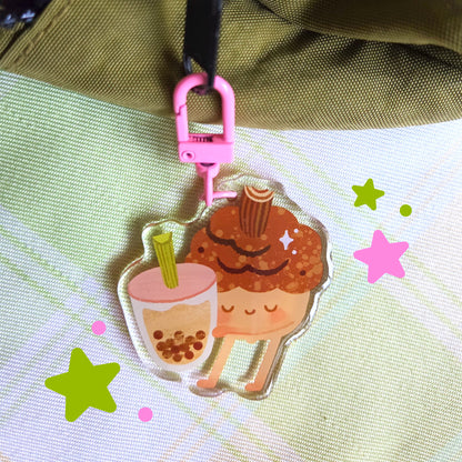 Bubble Tea Acorn Keychain