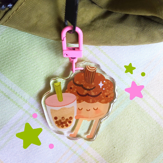 Bubble Tea Acorn Keychain