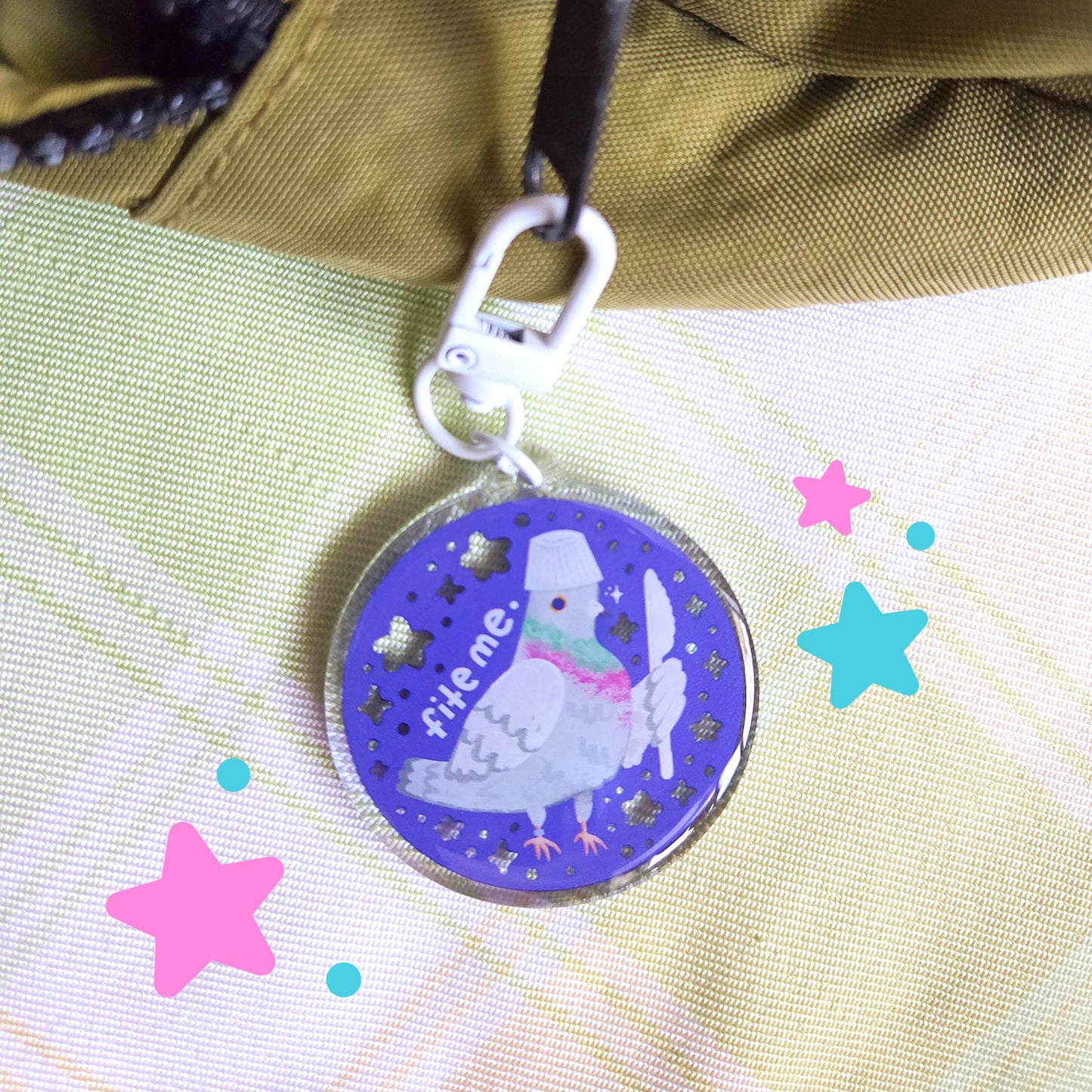 Fite Me Pigeon Keychain