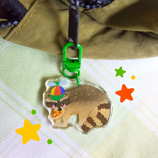 Raccoon Pizza Keychain