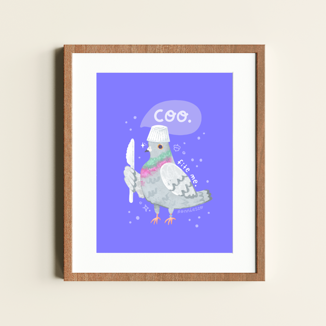 Pigeon Fite Me - 8x10 Print