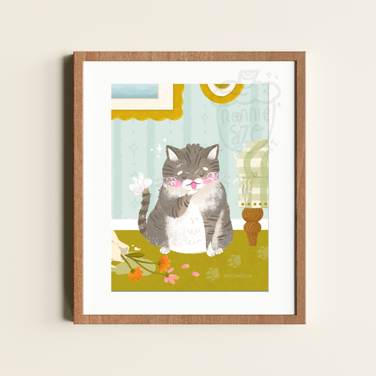 Grey Chaos Cat - 8x10 Print