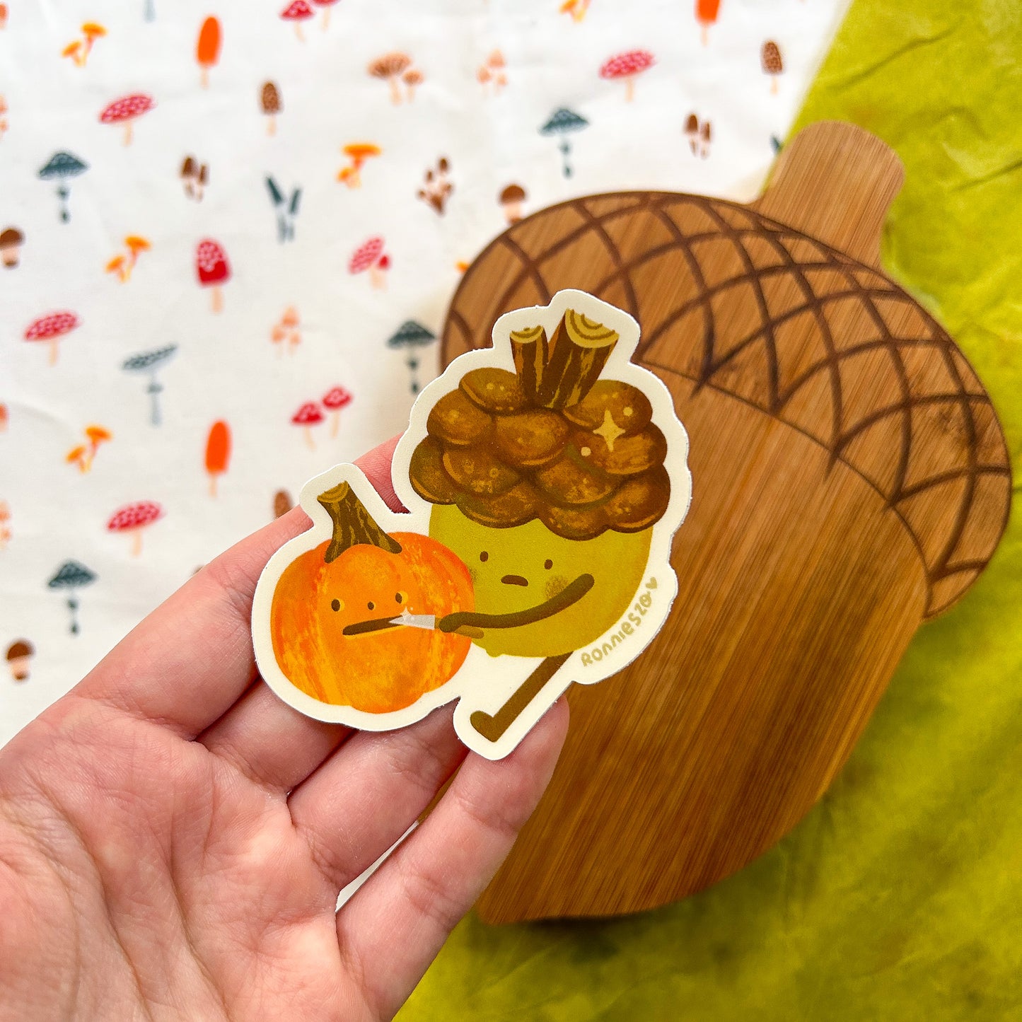 Acorn Pumpkin Knife Vinyl Sticker