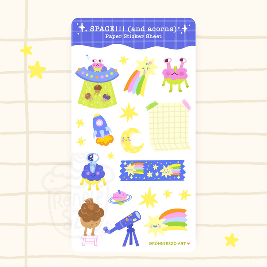 Space (and acorns!) Sticker Sheet