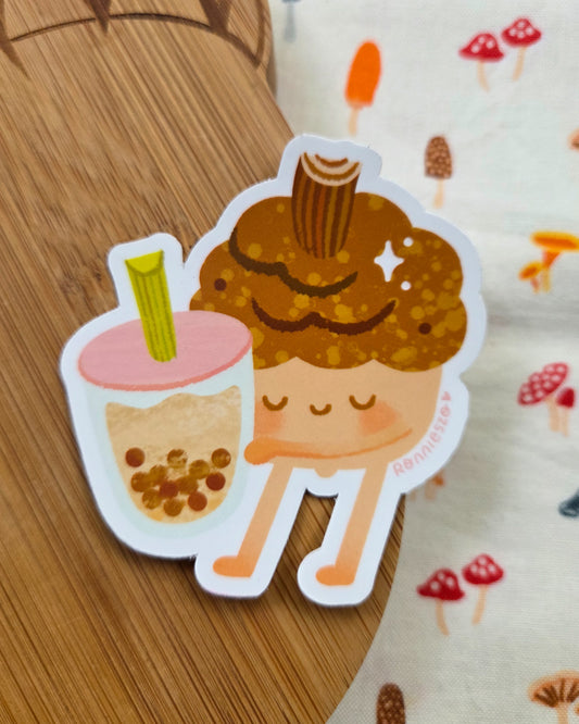 Cozy Bubble Tea Acorn Sticker
