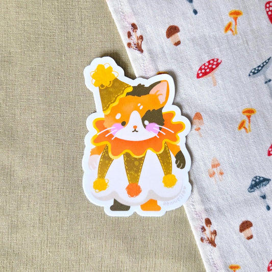 Calico Cat Clown Sticker