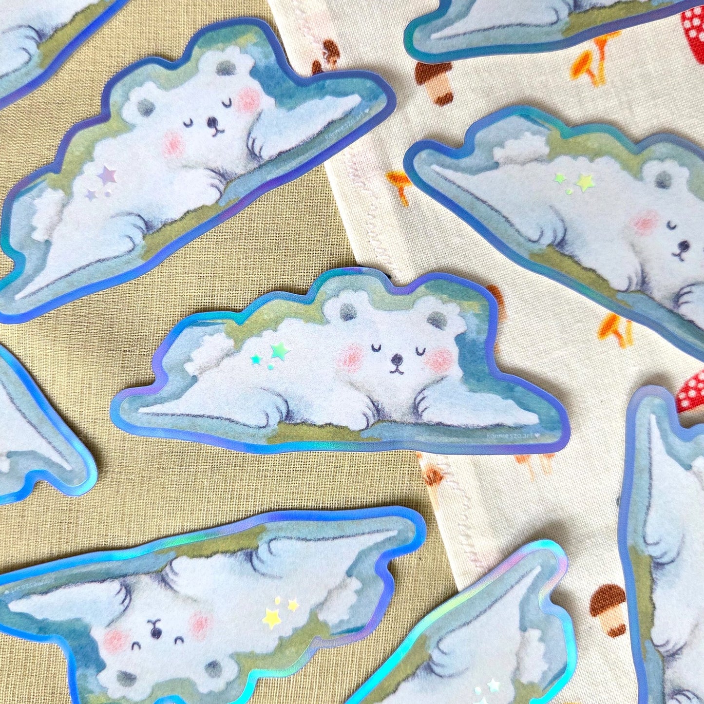 Holo Cloud Bear Vinyl Sticker