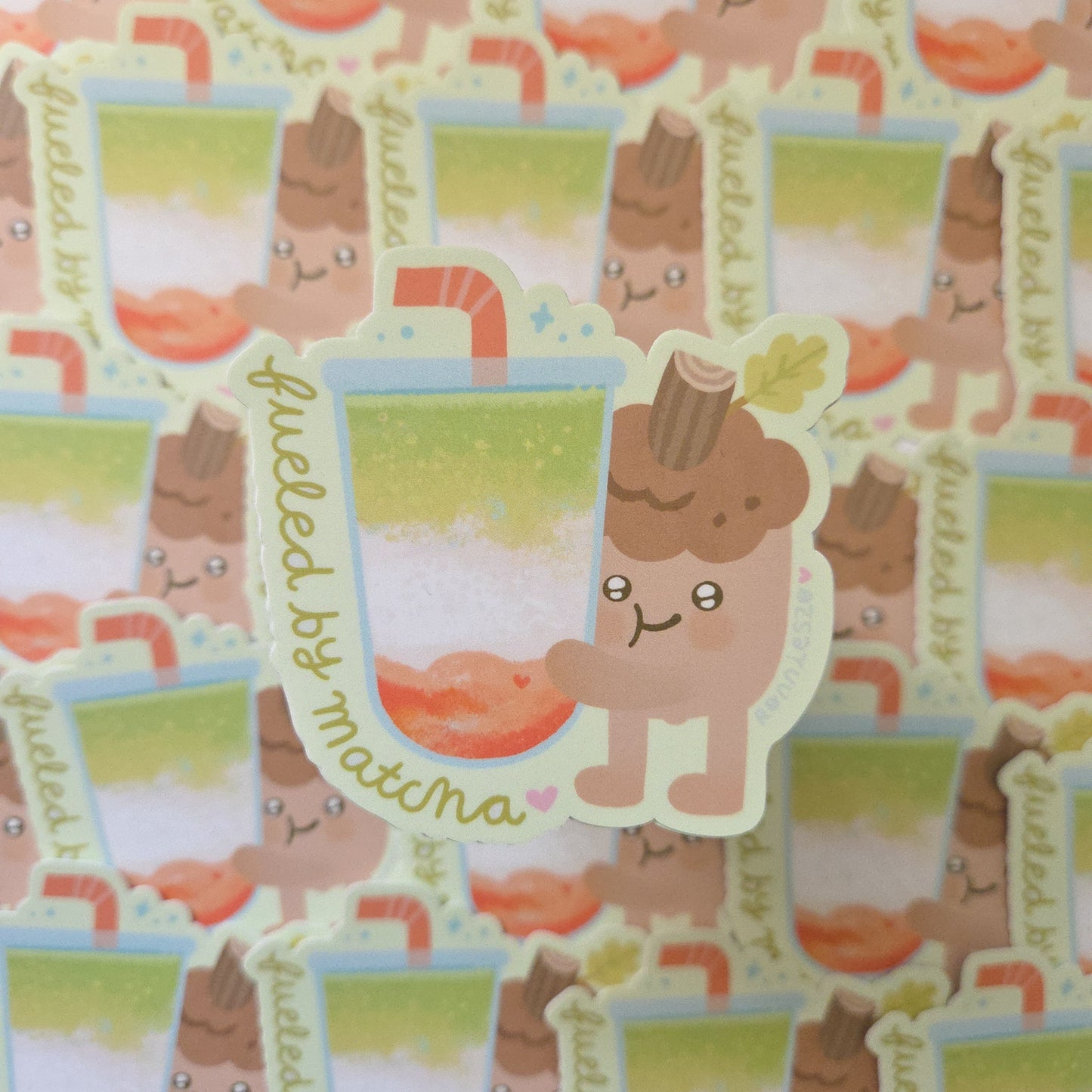 Fueled by Matcha Acorn Sticker
