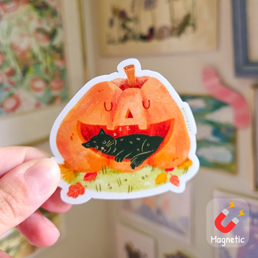Pumpkin Black Cat Magnet