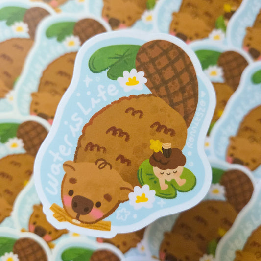 Water is Life Beaver Sticker