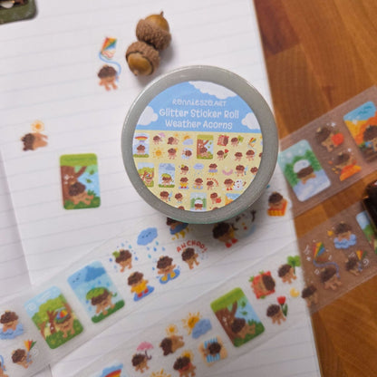 Weather Acorns Glitter Sticker Roll