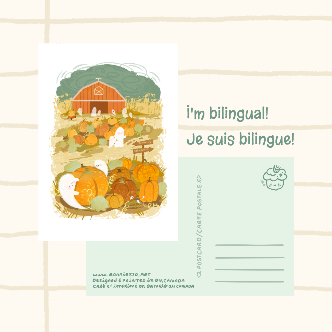 Pumpkin Ghost Patch Postcard