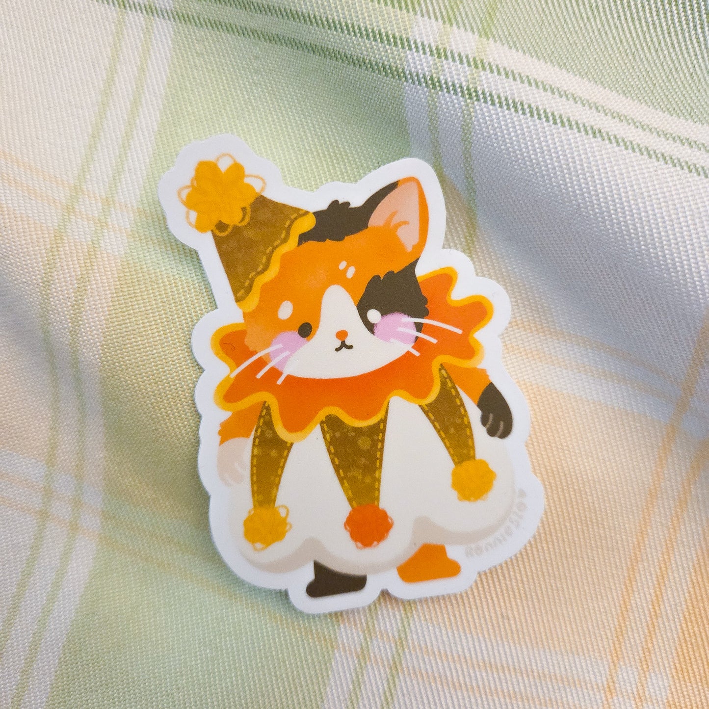 Calico Cat Clown Sticker