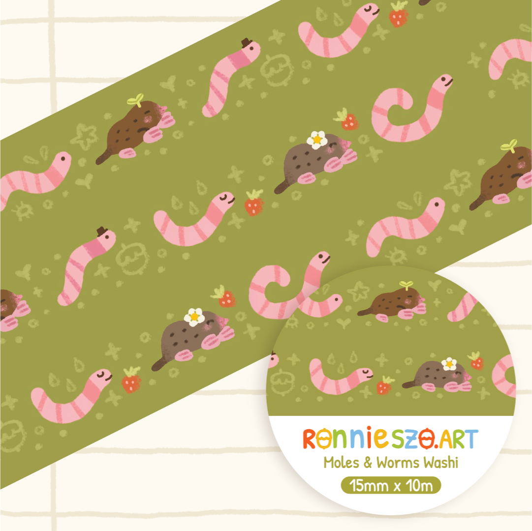 Moles and Worms Washi Tape